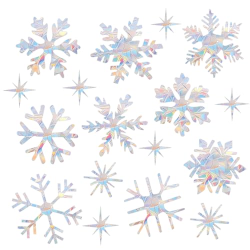 Snowflake Christmas Window Stickers - Bird Deterrent Rainbow Sun Catcher Decals