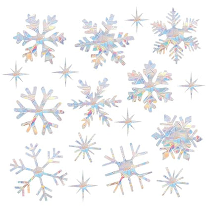 Snowflake Christmas Window Stickers - Bird Deterrent Rainbow Sun Catcher Decals