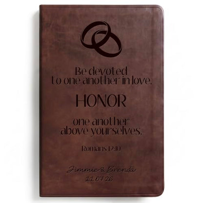 Personalized Wedding Bible with Brown Cover - Engraved Name & Text - Bridal Gift - Custom Edition - D2 Brown Variation