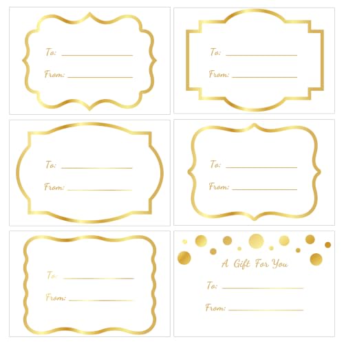 Alynta Christmas Gift Tags Stickers Gold Foil 120Pcs 3x2 Inch To & From