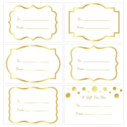 Alynta Christmas Gift Tags Stickers Gold Foil 120Pcs 3x2 Inch To & From