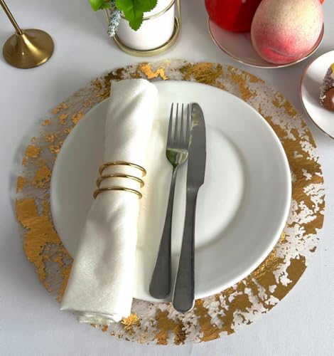 Disposable Gold Placemats Set of 100 - 13 Inch Metallic Round Doilies for Wedding & Party Decor - Gold / 100
