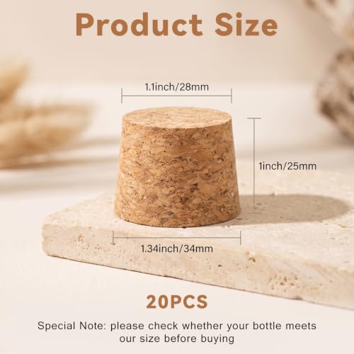 20 Pack Cork Bottle Stoppers for Wine, Beer, and Crafting