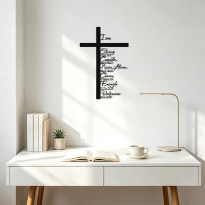 Christian Metal Cross Wall Art with Scripture - Faith-Inspiring Home Decor