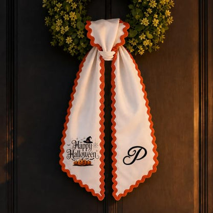 Halloween Personalized Wreath Sash for Front Door - Custom Decor, 55in
