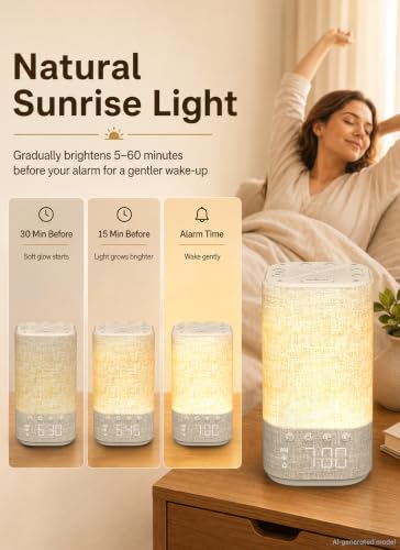 Sunrise Alarm Clock with Sound Machine and Bluetooth for Bedroom