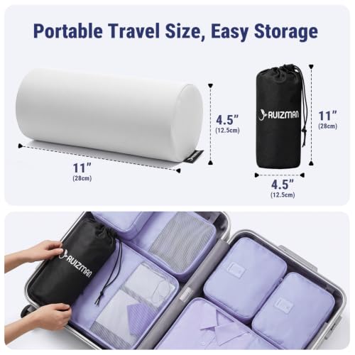 Travel Neck Roll Pillow Grey 11x4.5 Inch Memory Foam Support with Removable Cooling Cover - Variation of THIS listing