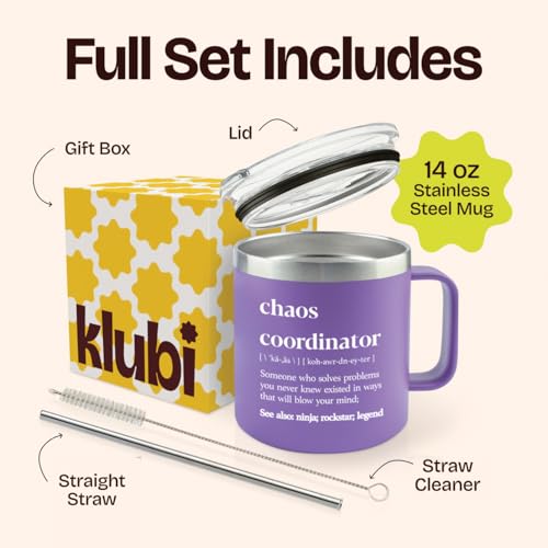 Purple 14oz Chaos Coordinator Tumbler Mug - Gifts for Women, Nurse, Teacher, Boss