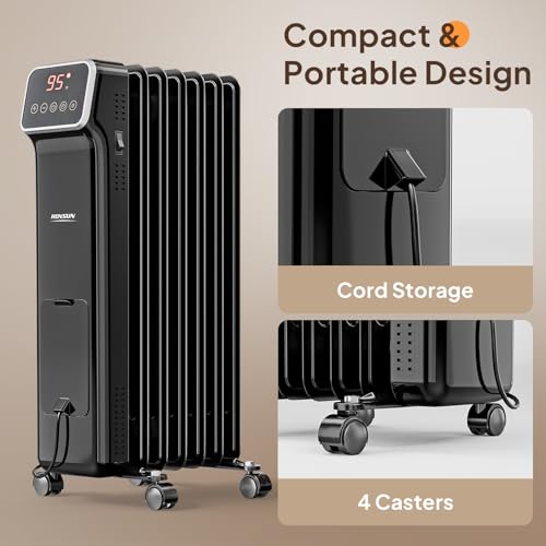 ROVSUN WiFi-Controlled Oil Filled Radiator Heater - 1500W, Black