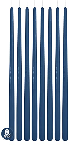 20 Inch Unscented Dripless Taper Candles - Midnight Blue, 8 Pack