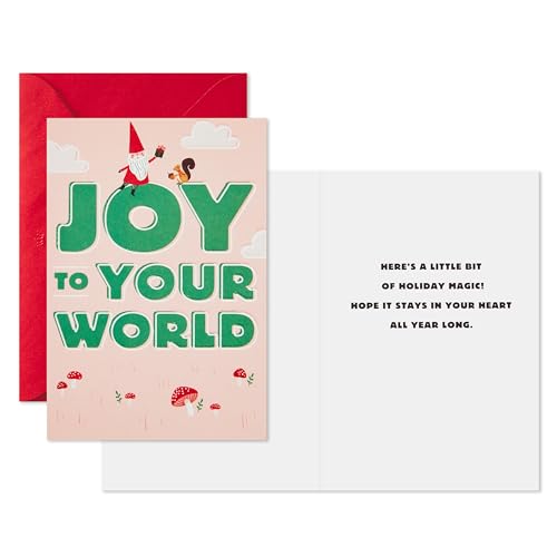 Gnome Joy Christmas Cards Set - Pack of 6 Holiday Greeting Cards with Envelopes