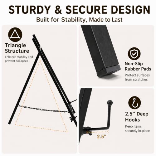 16.5 Inch Metal Tabletop Easel Stand for Frames and Signage Black