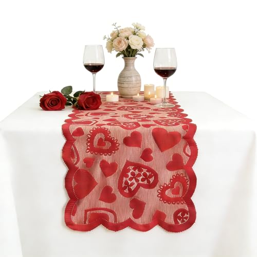 Valentine's Day Decor Red Lace Table Runner 13x72 Inch for Wedding & Romantic Events - Variation of THIS listing