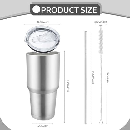 8 Pack 30oz Stainless Steel Insulated Tumblers with Lids & Straws - Double Wall Travel Coffee Cups for DIY Gifts