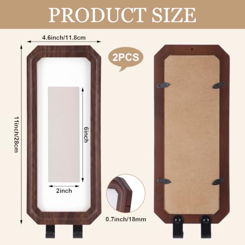 Oak Photobooth Strip Frame with Key Holder - Walnut, 2 x 6 Inch Set of 2