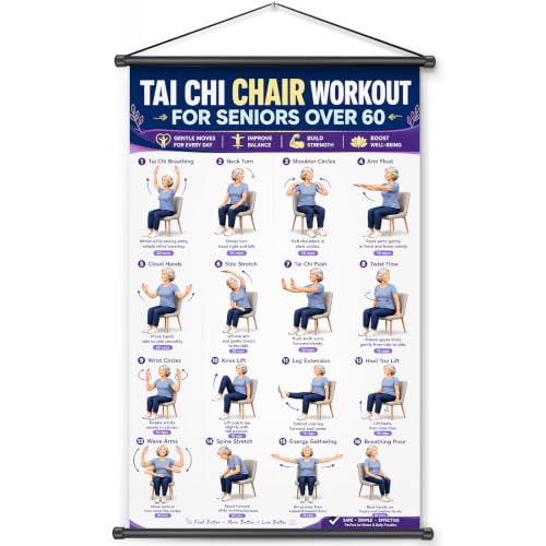 Tai Chi Exercise Poster for Seniors Balance & Flexibility 16x24 Inches