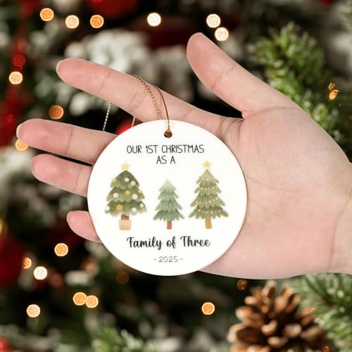 Baby First Christmas Ornament 2025 Family of Three Holiday Decoration