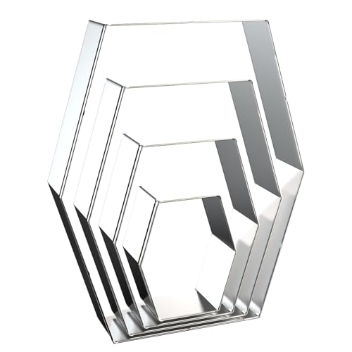 Hexagon Long Cookie Cutters Set with Assorted Sizes - Stainless Steel, 4 Pieces - Geometric Baking Molds - Variation of THIS listing