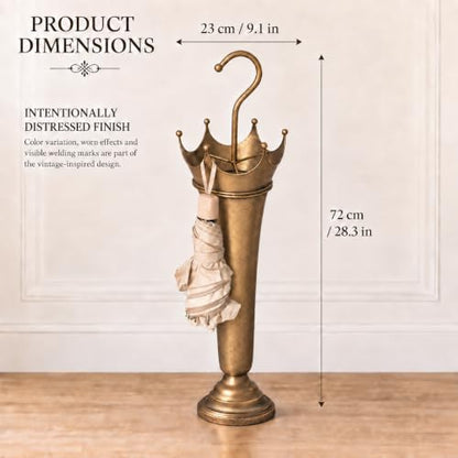 Vintage Umbrella Stand with Brass Finish - Classic Style Indoor Cane Holder