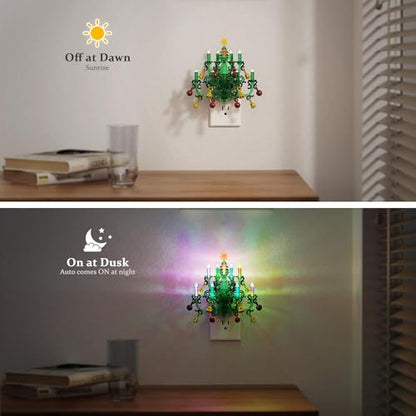 Christmas RGB Pendant Night Light Wall Plug-in with Dynamic Effects - 2 Pack