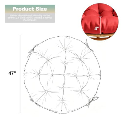 Blue Flower 47-Inch Round Tufted Floor Pillow Thick Seat Cushion for Home Decor