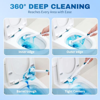Vacplus Toilet Wand Refills 30 Count - Disposable, Clorox Compatible, Blue & White