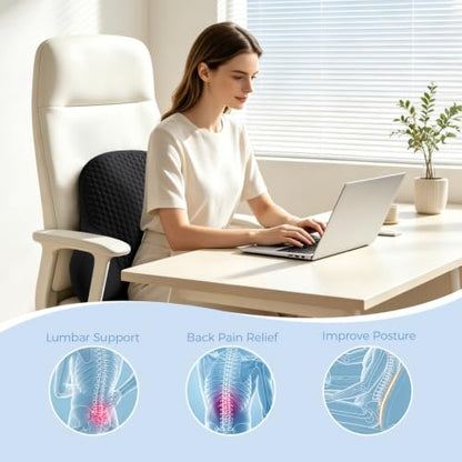 BABUR Gel Lumbar Support Pillow for Car Black - Lower Back Pain Relief