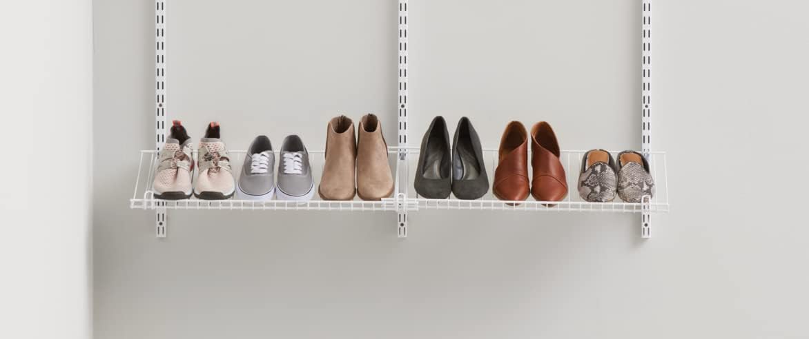 Rubbermaid Customizable Wall Mount Shoe Shelf - White | Ideal for Home Organization & Closet Storage