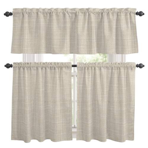 Pale Apricot Kitchen Curtains and Valances Set 3 Pieces - 54W x 24L