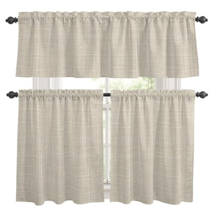 Pale Apricot Kitchen Curtains and Valances Set 3 Pieces - 54W x 24L