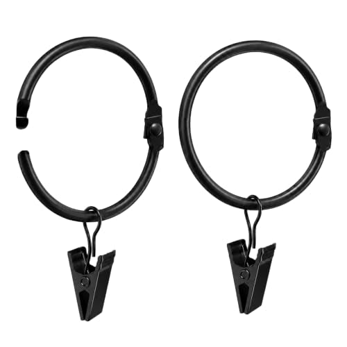 40 Pack 1.5-Inch Curtain Rings with Clips for Drapery and Clothing