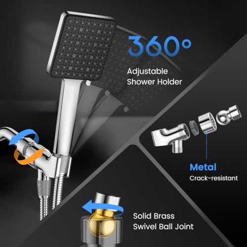 FEELSO Chrome Handheld Shower Head with 6 Modes & Magnetic Cleaning Panel