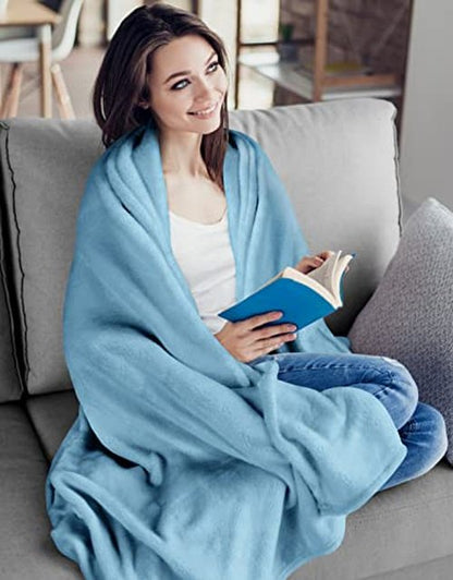 Utopia Bedding Washed Blue 300GSM Fleece Blanket (King Size - 90x84 Inch) Luxury Soft Bed Blanket (Bulk Pack of 9)