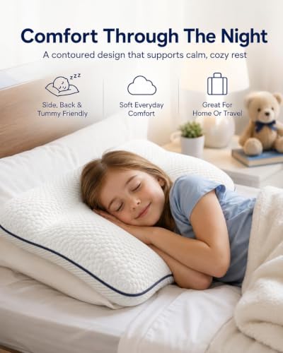 Kids Posture Pillow with Cervical Support - Ergonomic Neck Support, Cooling Memory Foam, 3-8