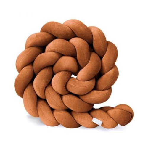 Brown Braided Knot Pillow, Long Rope Cushion, Plush Home Decor - 79 in