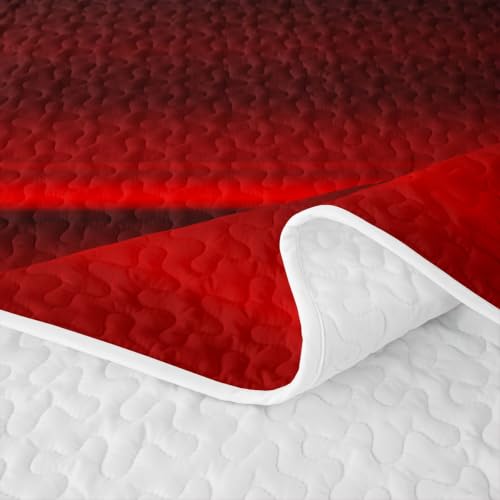 Geometric Red Purple Quilt Set King Size Ombre 3D Print Bedspread with 2 Pillowcases - Ruby Lavender Variation