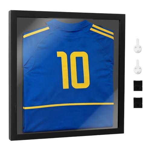 T-Shirt Display Frame 16x16 Inch Black Wood Shadow Box for Jerseys and Memorabilia