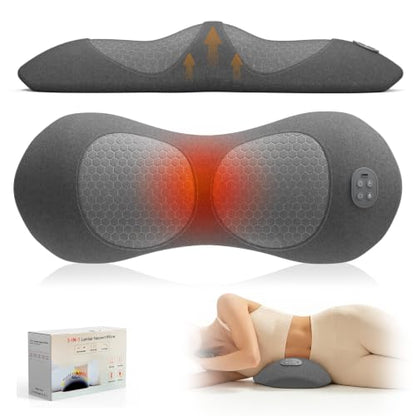 Rechargeable 3-in-1 Lumbar Massager Pillow with Heat & Vibration