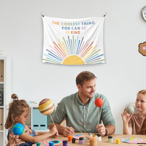 Inspirational Whimsical Boho Wall Tapestry Banner - Be Is Kind, 40x30 Inches