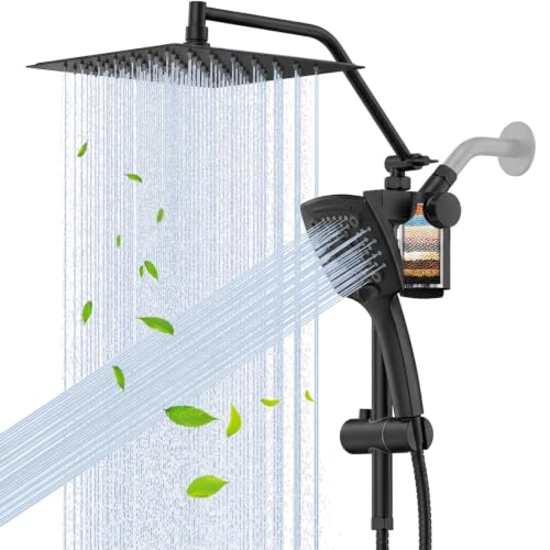 Filtered Shower Head with Handheld High Pressure Rainfall Showerhead - Black