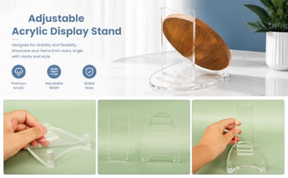 Large Acrylic Easel Display Stand for Plates, Photos & Collectibles - 12-17 Inch, Clear Adjustable