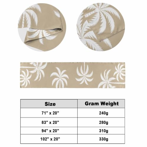 94x20 Inch King Size Bed Runner Scarf - Brown Palm Tree Tropical Decor