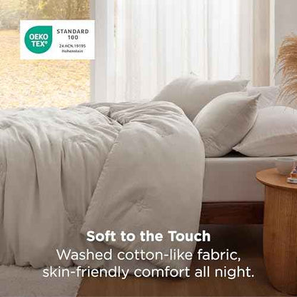 Bedsure King Size Comforter Set Beige, Soft Prewashed King Bedding, Quilted Comforter with Clover Design, Down Alternative Comforter for All Seasons, 3 Pieces Bed Set with 2 Pillow Shams