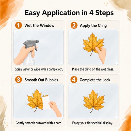Farm Fall Window Clings - 13 Inch Scarecrow Autumn Decor, 6 Sheets