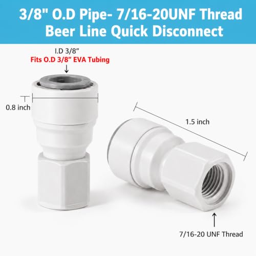 Ball Lock Keg Fittings - Quick Disconnects for 3/8" Beer Line, Homebrew