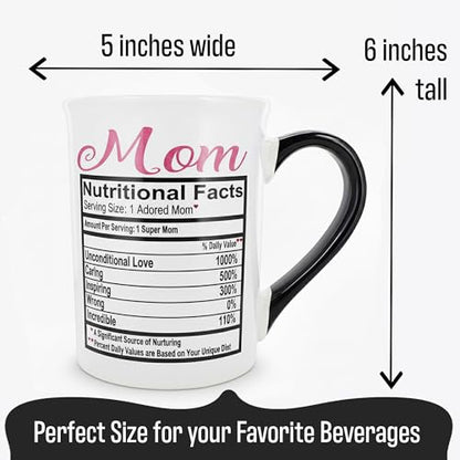 Funny Mom Nutrition Facts Mug - 16oz Coffee Cup for Mother's Day Gift