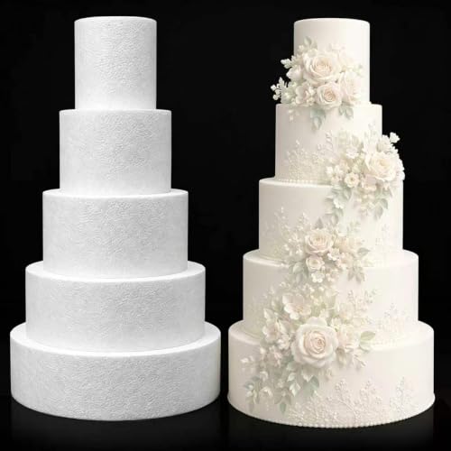 5 Tier Foam Dummy Cake Set for Cake Decorating, Display & Practice