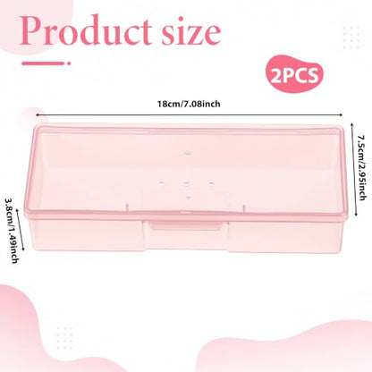 Pink Manicure Nail Tool Storage Box Set - Compact Clear Organizer for Salon & Home