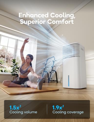 AEROZY Ivory Portable Evaporative Air Cooler 24.3" with Remote & Ice Packs