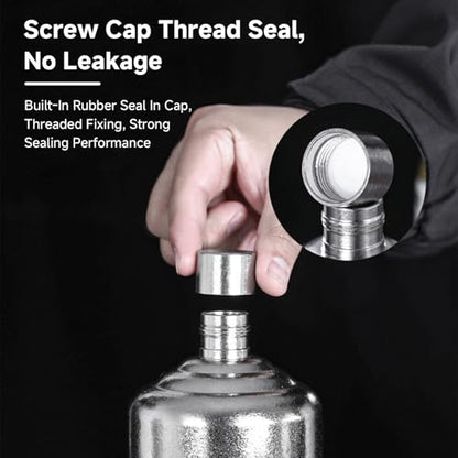 Portable Whiskey Flask 1000ml - Pure Titanium Leakproof Bottle with Funnel